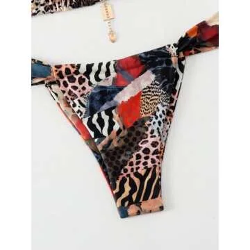 RoseSeek Leopard Floral Bikini Set for Stylish Summers