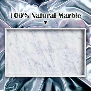 JESSILIN HOME Natural Marble Tray Bathroom Tray Marble Perfume Tray Vanity Decorative Tray for Kitchen, Bathroom, Carrara White 12×7×1.2inch