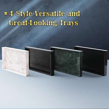 JESSILIN HOME Natural Marble Tray Bathroom Tray Marble Perfume Tray Vanity Decorative Tray for Kitchen, Bathroom, Carrara White 12×7×1.2inch