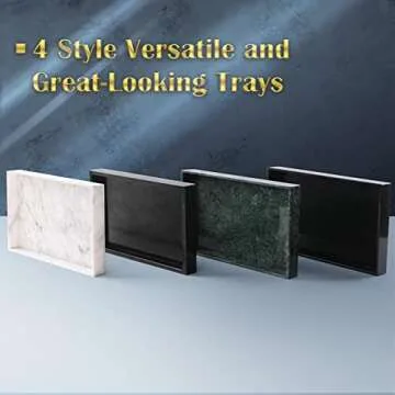 JESSILIN HOME Natural Marble Tray Bathroom Tray Marble Perfume Tray Vanity Decorative Tray for Kitchen, Bathroom, Carrara White 12×7×1.2inch