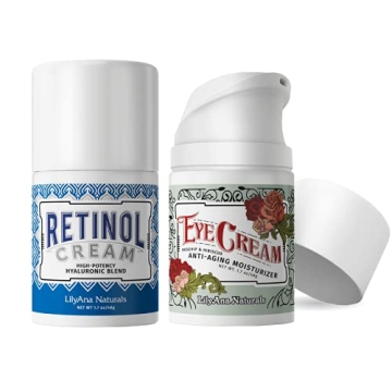 LilyAna Naturals Anti Aging Retinol Cream and Eye Cream Bundle 1.07 oz - Retinol Moisturizer for Fac...