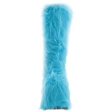 Ellie Shoes Women's 500-Fuzz Boot, Cute Blue Boots for Halloween Parties