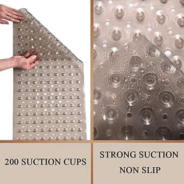 Sheepping Baby Bath Mat Non Slip Extra Long Bathtub Mat for Kids 40 X 16 Inch - Eco Friendly Bath Tub Mat with 200 Big Suction Cups,Machine Washable Shower Mat