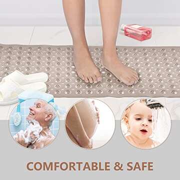 Sheepping Baby Bath Mat Non Slip Extra Long Bathtub Mat for Kids 40 X 16 Inch - Eco Friendly Bath Tub Mat with 200 Big Suction Cups,Machine Washable Shower Mat