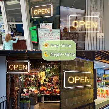 Bright COB LED Open Sign for Business - 16" x 9" Energy Efficient Neon Sign with ON/OFF Switch