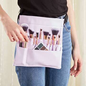 Glamlily Makeup Brush Belt - 22 Pockets in Stylish Purple