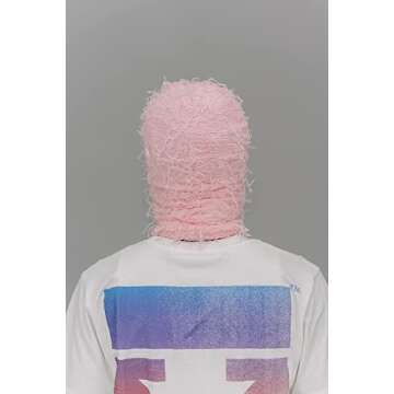 Heitiliamu Balaclava Distressed Ski Mask 20+ Colors Knitted Full Face Non Itch Beanie (Coffee Brown)(Light Pink)