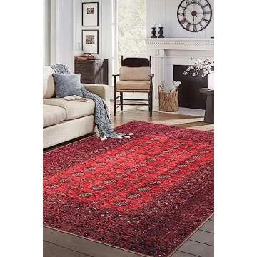 Keen Home Design 9x12 Rug - Machine Washable Area Rug with Non-Slip Backing, Ideal for Living Room, Dining Room, Bedroom - Vintage, Easy Clean, Durable, Low Pile Rug - (9' x 12')