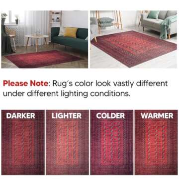 Keen Home Design 9x12 Rug - Machine Washable Area Rug with Non-Slip Backing, Ideal for Living Room, Dining Room, Bedroom - Vintage, Easy Clean, Durable, Low Pile Rug - (9' x 12')