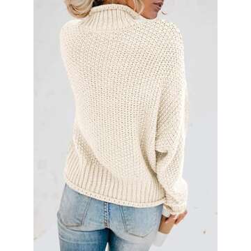Dokotoo Womens Sweaters Batwing Long Sleeve High Neck Fall Outfits for Women 2024 Solid Autumn Basic...