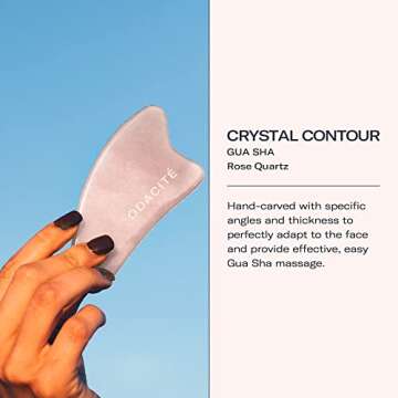 Odacité Gua Sha for Face Crystal Contour - Rose Quartz Face Roller & Facial Massager - Scraping Mas...