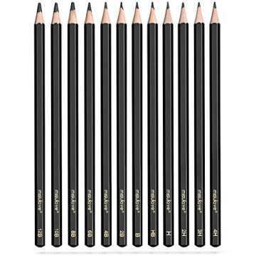 MISULOVE Professional Drawing Sketching Pencil Set - 12 Pieces Art Drawing Graphite Pencils(12B - 4H...
