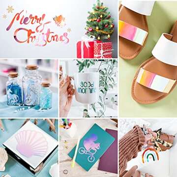 HTVRONT Holographic Vinyl - 12 Sheets 12 "x12 Holographic Permanent Vinyl for Cricut - Easy to Weed & Transfer Iridescent Craft Adhesive Vinyl Sheets