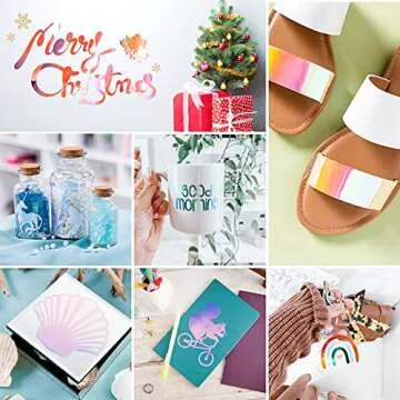 HTVRONT Holographic Vinyl - 12 Sheets 12 "x12 Holographic Permanent Vinyl for Cricut - Easy to Weed ...