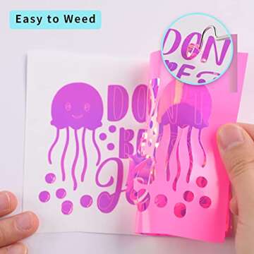 HTVRONT Holographic Vinyl - 12 Sheets 12 "x12 Holographic Permanent Vinyl for Cricut - Easy to Weed & Transfer Iridescent Craft Adhesive Vinyl Sheets