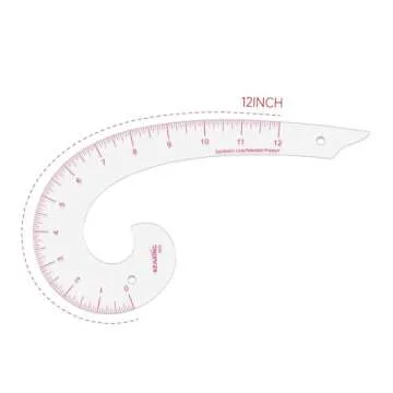 KEARING 12 Inch Plastic Comma Shape French Curve Ruler for Pattern Making, Seamstress Essential with...