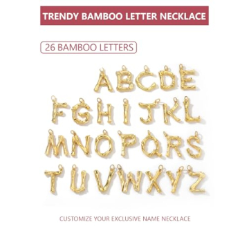 FOCALOOK Bamboo Letter Charm Necklace with Gift Box