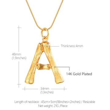 FOCALOOK Bamboo Letter Charm Necklace with Gift Box