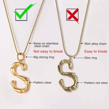 FOCALOOK Bamboo Letter Charm Necklace with Gift Box