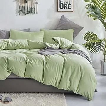 CLOTHKNOW Cozy Sage Green Queen Comforter Set 3Pcs