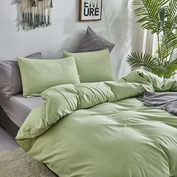CLOTHKNOW Cozy Sage Green Queen Comforter Set 3Pcs