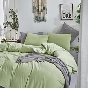 CLOTHKNOW Cozy Sage Green Queen Comforter Set 3Pcs
