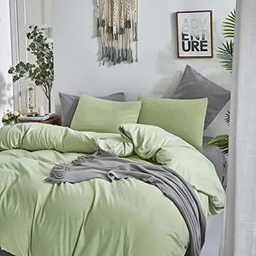 CLOTHKNOW Cozy Sage Green Queen Comforter Set 3Pcs