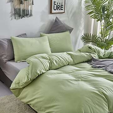 CLOTHKNOW Cozy Sage Green Queen Comforter Set 3Pcs