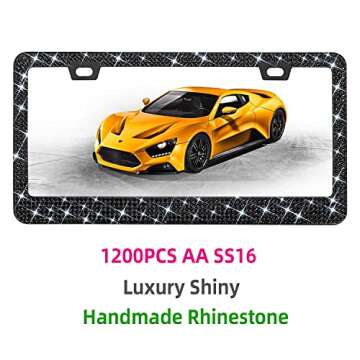 Bling Rhinestone License Plate Frame for Women