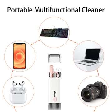 7 in 1 Electronic Cleaner kit - Keyboard Cleaner, Keyboard Cleaning Kit, Laptop Cleaner with Brush, Electronic Cleaner for Airpods pro/Laptop/Phone/Computer/Screen (Give Away a Flannel Cloth) Pink