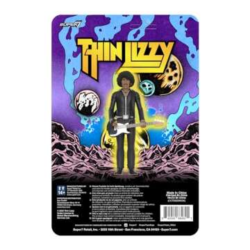 Super7 Thin Lizzy Phil Lynott (Black Leather) - 3.75" Thin Lizzy Action Figure with Accessory Classic Rock Collectibles and Retro Toys