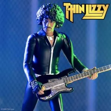 Super7 Thin Lizzy Phil Lynott (Black Leather) - 3.75" Thin Lizzy Action Figure with Accessory Classic Rock Collectibles and Retro Toys