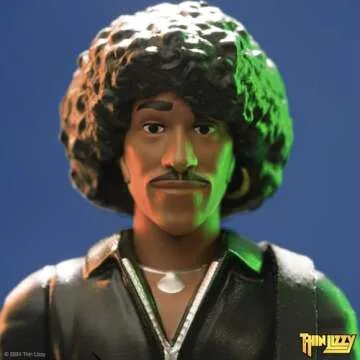 Super7 Thin Lizzy Phil Lynott (Black Leather) - 3.75" Thin Lizzy Action Figure with Accessory Classic Rock Collectibles and Retro Toys