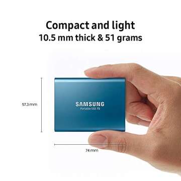 SAMSUNG Portable 250GB SSD T5 (MU-PA250B/AM) Alluring Blue