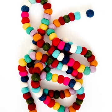 Peachy Party Colorful Felt Ball Garland | 9 Ft Pom Pom Garland | Spring Garland for Mantle, Wall, Ta...