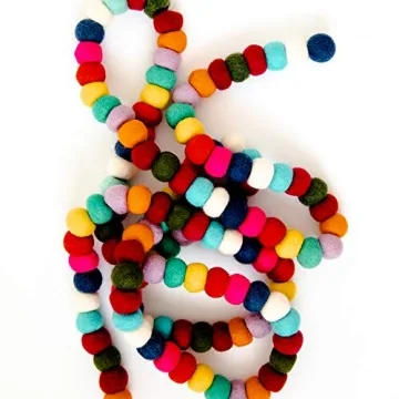 Peachy Party Colorful Felt Ball Garland | 9 Ft Pom Pom Garland | Spring Garland for Mantle, Wall, Ta...