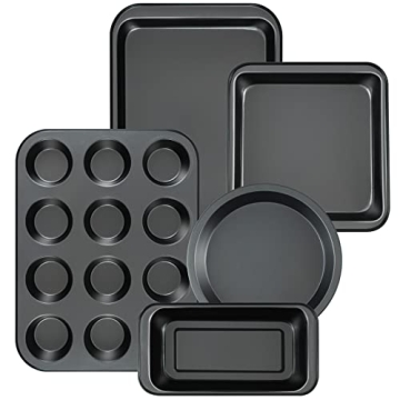 5-Piece Baking Pans Nonstick Set - Essential Kitchen Bakeware
