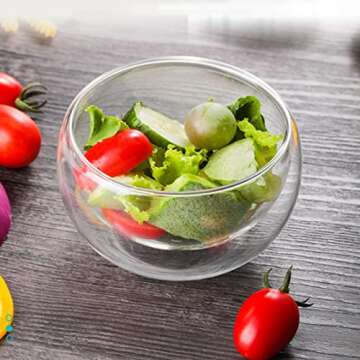 Clear Dessert Cups Glass Set of 2 Ice Cream Trifle Bowl Glass Double Ice Cream Bowls Clear Glass Fruit Parfait Cups for Dip Dessert Bar Snack Dish Bowls