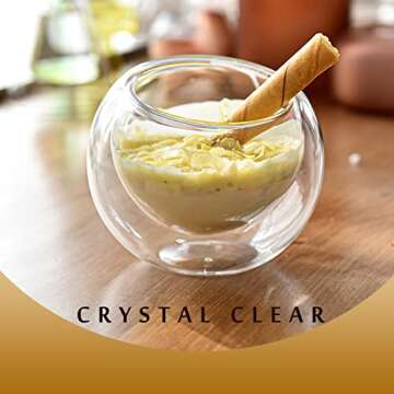 Clear Dessert Cups Glass Set of 2 Ice Cream Trifle Bowl Glass Double Ice Cream Bowls Clear Glass Fruit Parfait Cups for Dip Dessert Bar Snack Dish Bowls