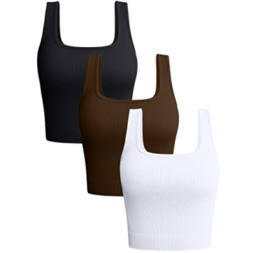 OQQ Summer Ribbed Tank Tops 3 Pack for Women