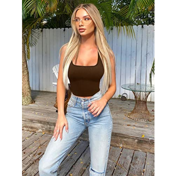 OQQ Summer Ribbed Tank Tops 3 Pack for Women