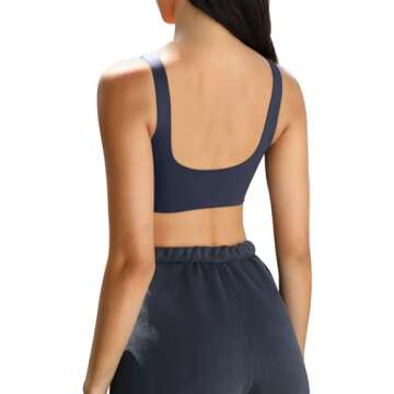 LASLULU Womens Sports Bra Medium Impact Sexy Backless Yoga Padded Bras Workout Crop Top for Teen Girls(Navy Blue Small)