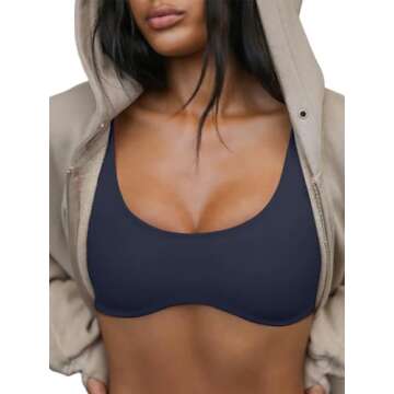 LASLULU Womens Sports Bra Medium Impact Sexy Backless Yoga Padded Bras Workout Crop Top for Teen Girls(Navy Blue Small)