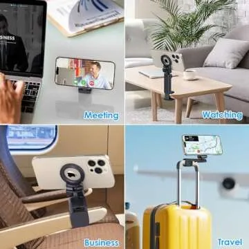 WixGear Universal Airplane in Flight Phone Mount, for MagSafe Phones, Handsfree Phone Holder for Desk with Multi-Directional Dual 360 Degree Rotation Flying Essential (Compatible MagSafe iPhones)