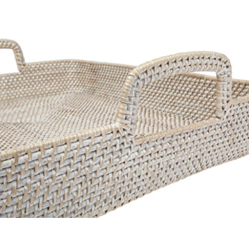 KOUBOO Laguna Rectangular High Wall Serving Tray, Extra Large, White Wash