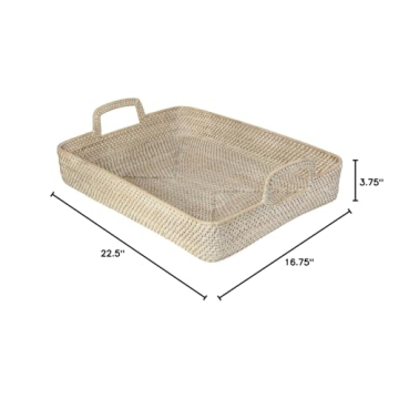 KOUBOO Laguna Rectangular High Wall Serving Tray, Extra Large, White Wash