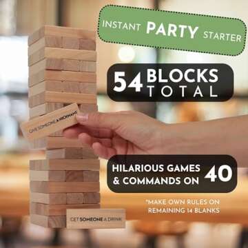 Buzzed Blocks Adult Drinking Game - 54 Blocks with Hilarious Drinking Commands and Games on 30 of Th...