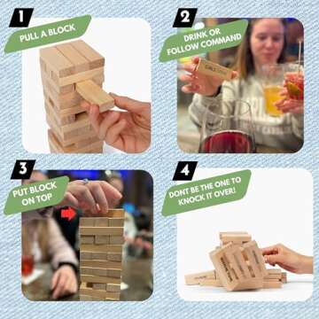Buzzed Blocks Adult Drinking Game - 54 Blocks with Hilarious Drinking Commands and Games on 30 of Them | Perfect Pregame Party Starter | Entertaining Party Game for Adults | Novelty Funny Gift
