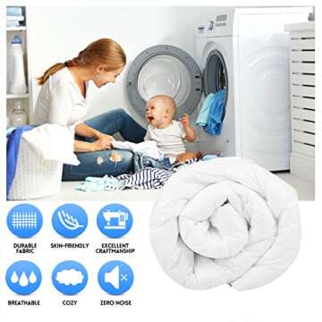 EASELAND Soft California King Down Alternative Comforter All Season Reversible Quilted Duvet Insert with Corner Ties,Warm Fluffy Lightweight for Winter Summer,White,96''x104''