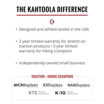 Kahtoola MICROspikes Footwear Traction for Winter Trail Hiking & Ice Mountaineering - Black - Large